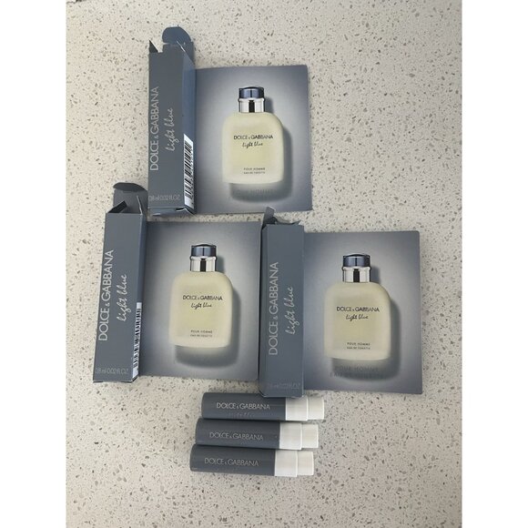 3 X Dolce & Gabbana Light Blue Pour Homme EDT Men’s Cologne Sample 0.02 oz Trave - Picture 1 of 2